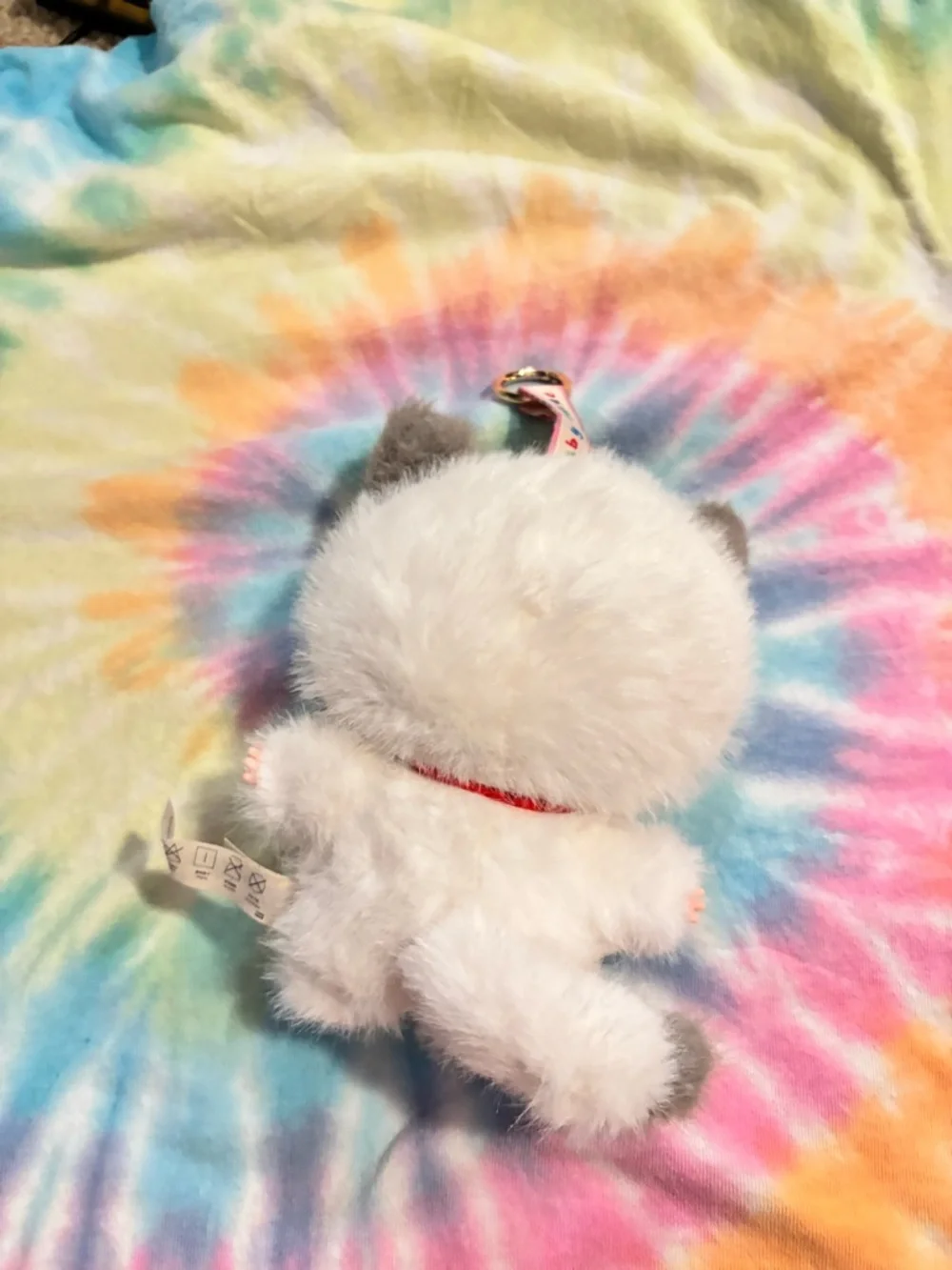 Cute White & Gray Fluffy Doll with Expressive Face - Picture 2 of 5